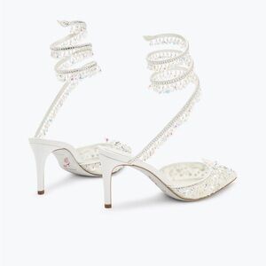 Rene Caovilla White Jewel Chandelier Pumps